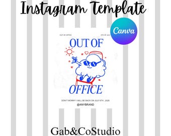 4th of July Out of Office Instagram Post | Patriotic Cloud Social Media Template Download