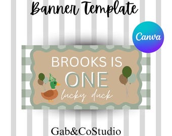 Lucky Duck 1st Birthday Banner | Boy Party Decor (Digital Download)