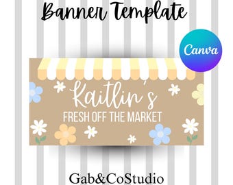 Edytowalny baner „Kaitlin's Fresh Off the Market” | Dekoracje na wieczór panieński i wieczór panieński (szablon Canva)