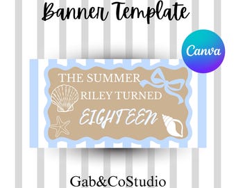 Editable Beach Birthday Banner | Summer Party Decor (Digital Download)