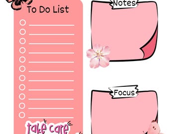 Daily Cute Pink To-Do List for Girls, Butterfly To Do List for Moms, Busy Moms Flower Daily Checklist, Pink Girly Notepad for School.