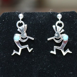 Sterling Silver and Turquoise Kokopelli Earrings