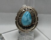 Navajo Larimar and Sterling Silver Ring Size 6.5