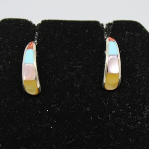 Sterling Silver and Multi-Stone Half Hoop Earrings