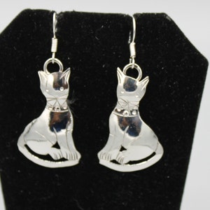 Sterling Silver Cat Earrings