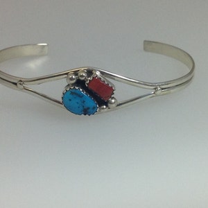 Silver Multi-colored Stone Navajo Cuff Bracelet