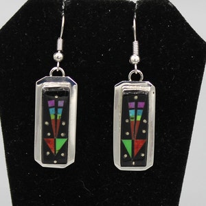 Sterling Silver Night Sky Inlay Earrings