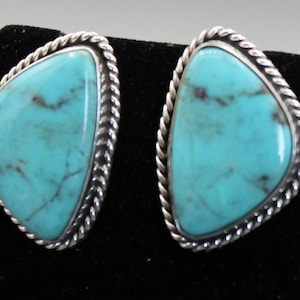 Kingman Turquoise and Sterling Silver Post Earrings