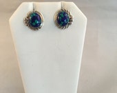 Navajo Sterling Silver with Azurite Post Earrings