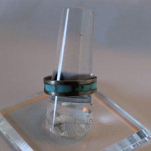 Turquoise and Sterling Silver Inlay Ring Size 8.5