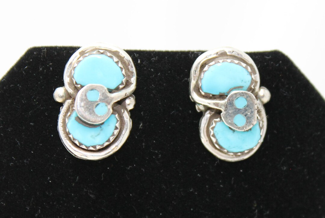 Kingman Turquoise and Sterling Silver Post Earrings - Etsy