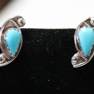 Sterling Silver and Turquoise Leaf Post Earrings