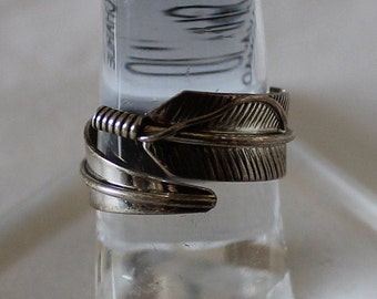 Sterling Silver Adjustable Feather Ring