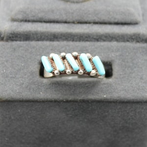 Zuni Sterling Silver Turquoise Needlepoint Ring