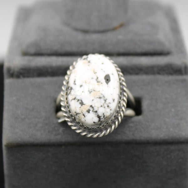 Navajo Sterling Silver White Buffalo Ring