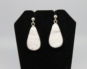 White Buffalo Turquoise and Sterling Silver Post Earrings