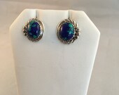 Navajo Sterling Silver with Azurite Post Earrings