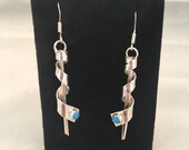 Navajo Sterling Silver with Turquoise French Hook Earrings Larry Yazzie