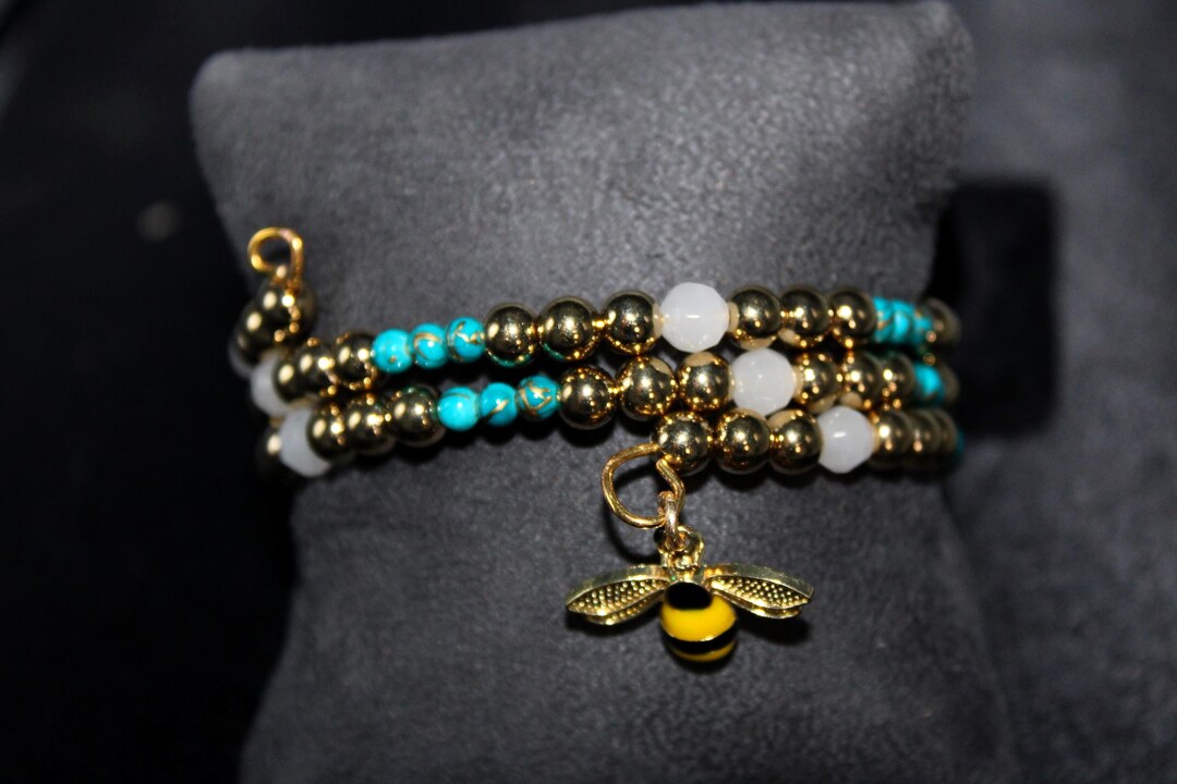 Spring Bangles Beaded Spring Bangle With Bee Charm - Etsy