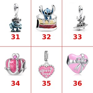 Stitch Charm S925 Sterling Silver, Lilo Stitch Angel Dangle Bead, Fits Pandora Bracelet, Xmas Gift for Her, Cartoon Character European Charm image 7