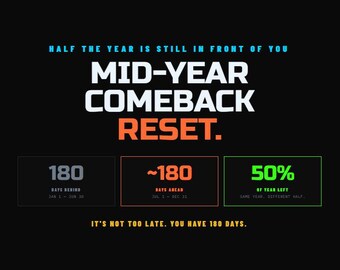 Mid-Year Comeback Planner PDF | ADHD Goal Setting Workbook (July-December)