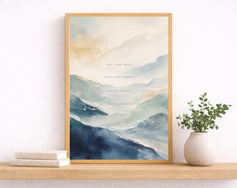 Breathing Exercise Print, Therapy Office Decor, Meditation Room Decor, Digital Download
