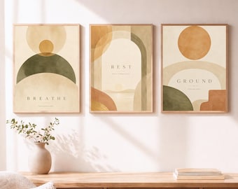 Mindfulness Wall Art Set of 3, Therapy Office Decor, Meditation Room Decor, Digital Download