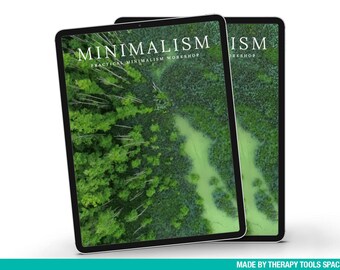 Cuaderno de trabajo sobre minimalismo en el bosque marino, guía para ordenar la vida, diario de vida sencilla (descarga digital)