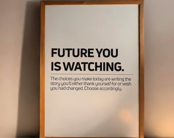 Póster motivacional "Tu yo del futuro", arte inspirador para la pared de la oficina (descarga digital)