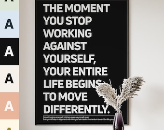 El momento en que dejas de pensar demasiado (Set de 6 láminas), arte mural de lujo, póster motivacional con tipografía, decoración de oficina, descarga digital.