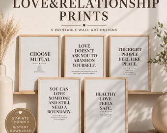 Paquete de láminas sobre amor y relaciones: láminas decorativas para pared / láminas con citas sobre relaciones / cuidado, esfuerzo, respeto y comunicación / descarga digital