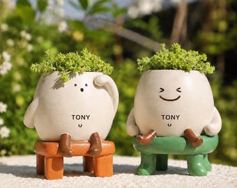 Bonita maceta para suculentas con orificio de drenaje / Maceta y portalápices con diseño de dibujos animados / Adorable organizador de escritorio, decoración para el hogar y la oficina, regalo para amantes de las plantas