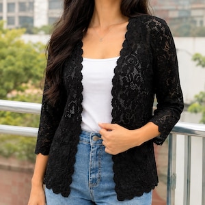 Black Lace Cardigans - Etsy