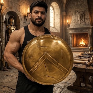24" King Leonidas Spartan Shield | Metal Movie Prop Replica, Cosplay, Wall Decor