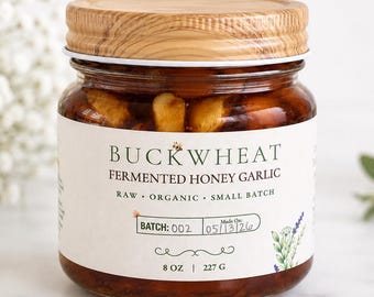 Fermented Garlic Honey Raw Buckwheat Immune Support Natural Wellness Gift Care Package Get Well Soon Cozy Comfort Handmade Small Batch Jar