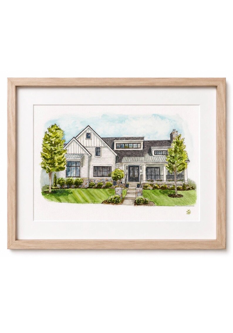 Custom Watercolor House Portrait | Hand Painted Home Illustration ...