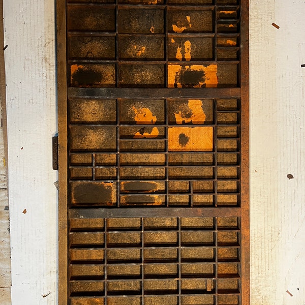 Vintage Letterpress Printer's Drawer Type Case Shadow Box #20