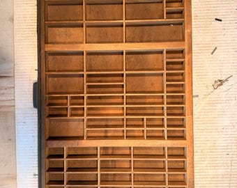 Vintage Letterpress Printer's Drawer Type Case Shadow Box #78