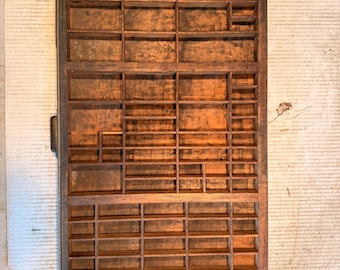 Vintage Letterpress Printer's Drawer Type Case Shadow Box #42
