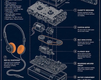 Sony Walkman Anatomy | WM-2 Exploded Diagram | Portable Music Blueprint