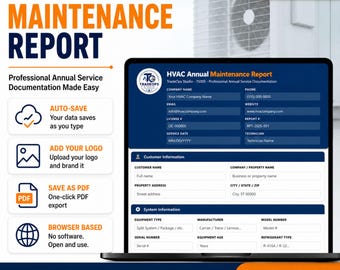 Editable HVAC Service Report | Annual Inspection Form | Contractor Maintenance Documentation | Instant Download