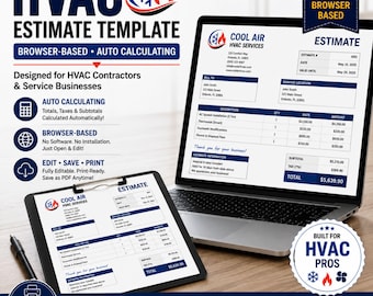 Plantilla de presupuesto para sistemas HVAC / Formulario de cotización editable para contratistas / HTML con cálculo automático