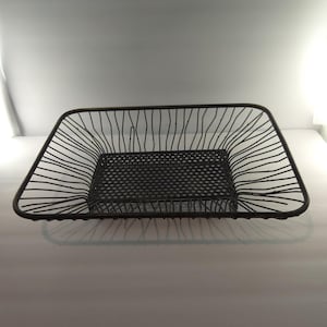 Vintage stijl zwarte metalen serveermand – Rechthoekige fruit- en broodschaal (40 cm)