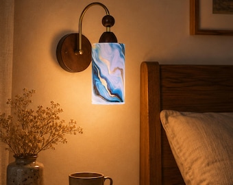 Vintage Artistic Wall Sconce, Marble Modern Bedroom Wall Light, Handmade PLA Lampshade, Custom Hallway Sconce for Bedroom Bathroom Decor