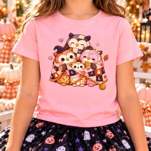 Halloween Owl PNG, Patchwork Plush Owl Family Shirt Design, Retro Kawaii Fall PNG for Kids & Women, DTF Sublimation, Instant Download