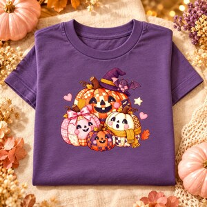 カボチャのPNG画像、パッチワークのぬいぐるみハロウィンジャック・オー・ランタンカボチャシャツデザイン、子供と女性向けのレトロでかわいい秋のPNG画像、DTF昇華プリント
