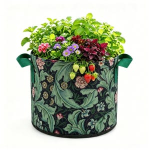 Set van 2 kweekzakken van 5 gallon met handgrepen, 3D-geprinte patronen niet-geweven plantenpotten voor fruit, groenten, bloemen