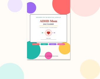 Planejador diário para mães com TDAH | Desabafo, planejamento de refeições, rastreador de hábitos (PDF para impressão)