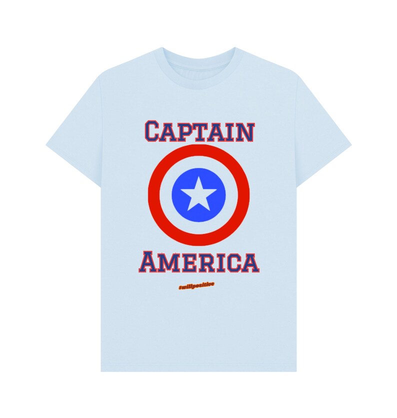 Captain America Mens T-shirt Sky Blue
