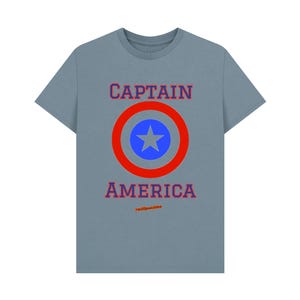 Captain America Mens T-shirt Stone Blue